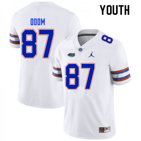 Youth #87 Jonathan Odom Florida Gators College Football Jersey White
